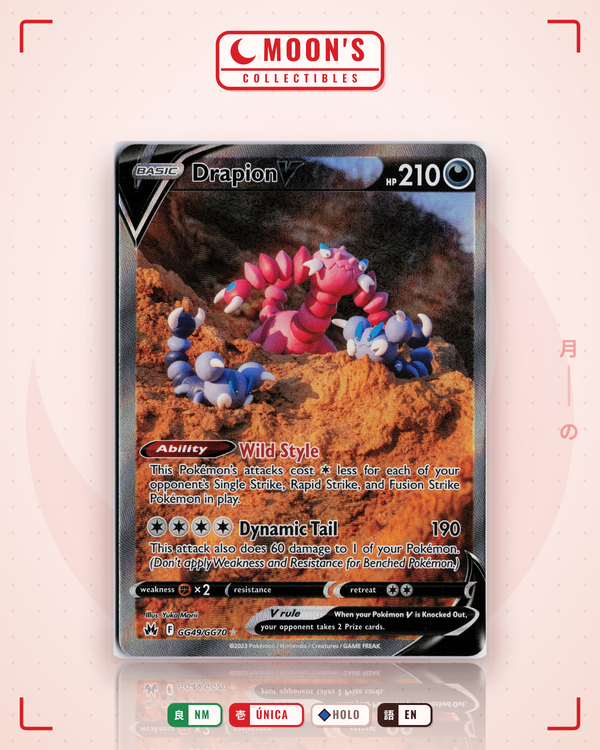Carta Pokémon Drapion V · Crown Zenith Galarian Gallery #GG49/GG70 (NM) — pieza única en Moon's Collectibles México