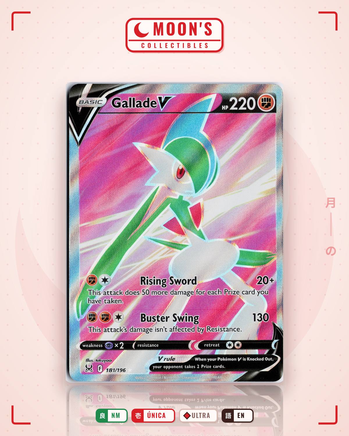 Carta Pokémon Gallade V · Lost Origin #181/196 (NM) — pieza única en Moon's Collectibles México