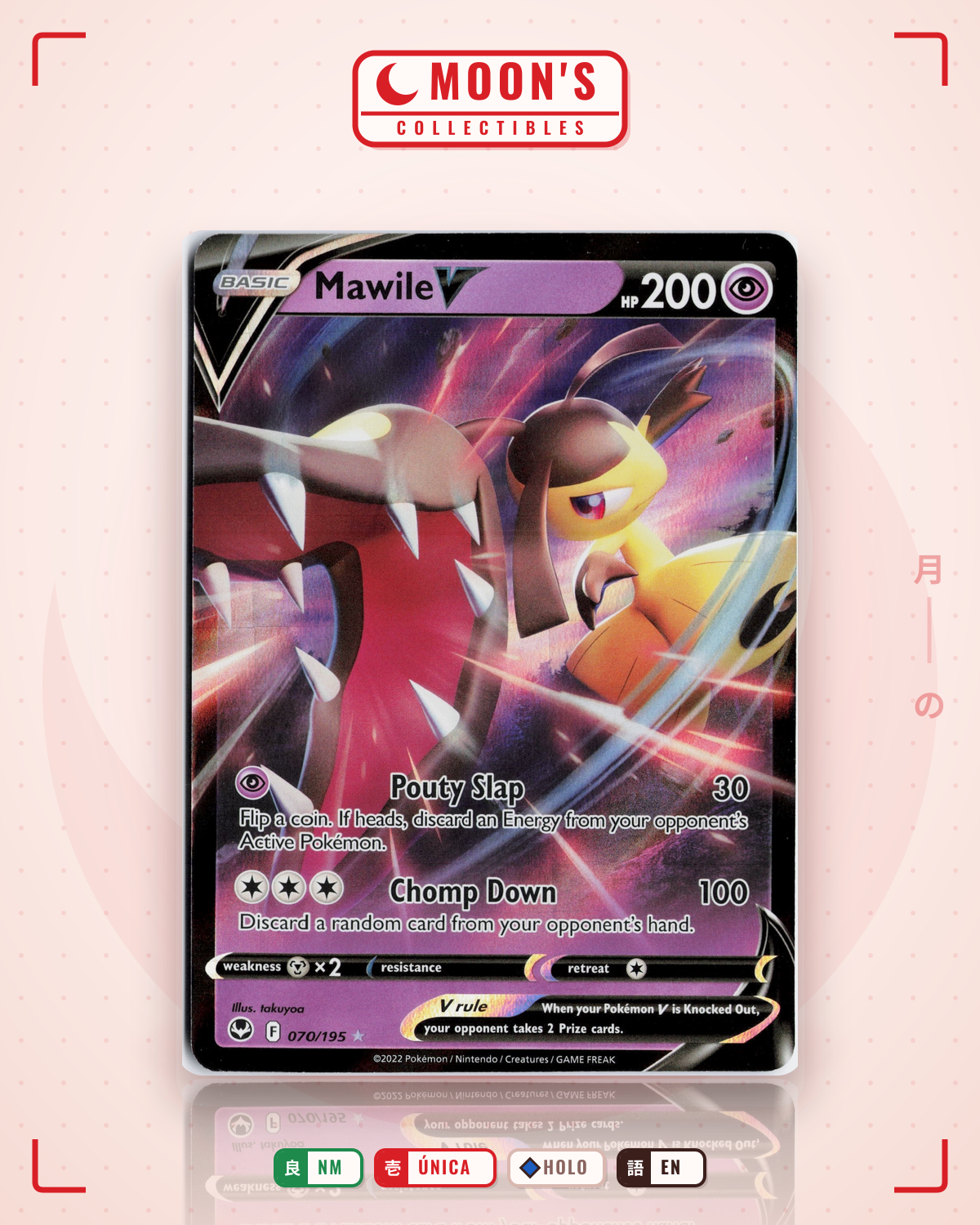 Carta Pokémon Mawile V · Silver Tempest #070/195 (NM) — pieza única en Moon's Collectibles México