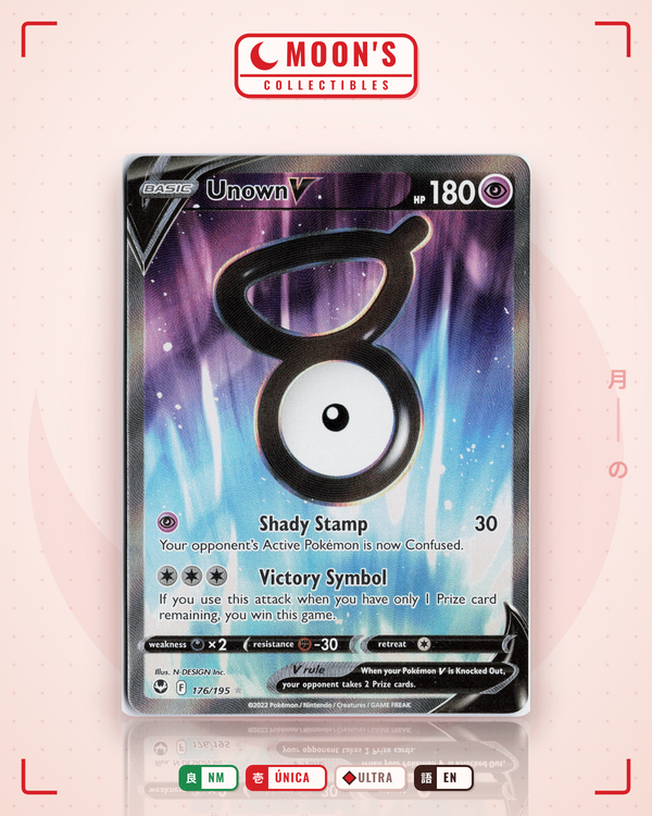 Carta Pokémon Unown V · Silver Tempest #176/195 (NM) — pieza única en Moon's Collectibles México