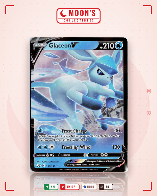 Carta Pokémon Glaceon V · Crown Zenith #038/159 (NM) — pieza única en Moon's Collectibles México