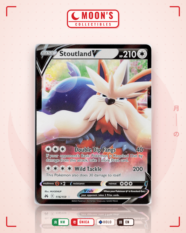 Carta Pokémon Stoutland V · Crown Zenith #116/159 (NM) — pieza única en Moon's Collectibles México