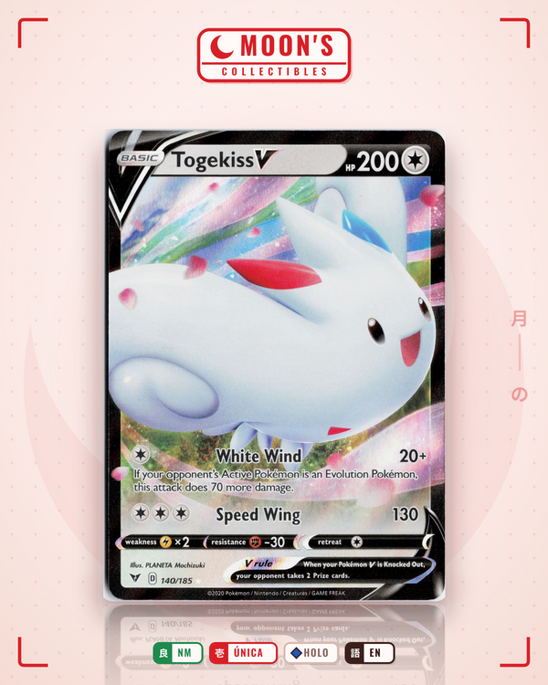 Carta Pokémon Togekiss V · Vivid Voltage #140/185 (NM) — pieza única en Moon's Collectibles México