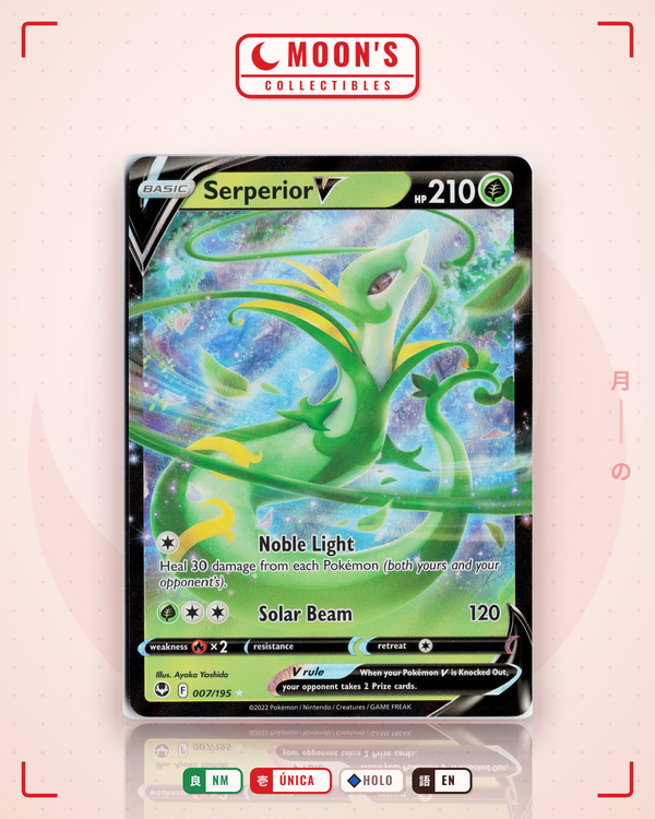 Carta Pokémon Serperior V · Silver Tempest #007/195 (NM) — pieza única en Moon's Collectibles México