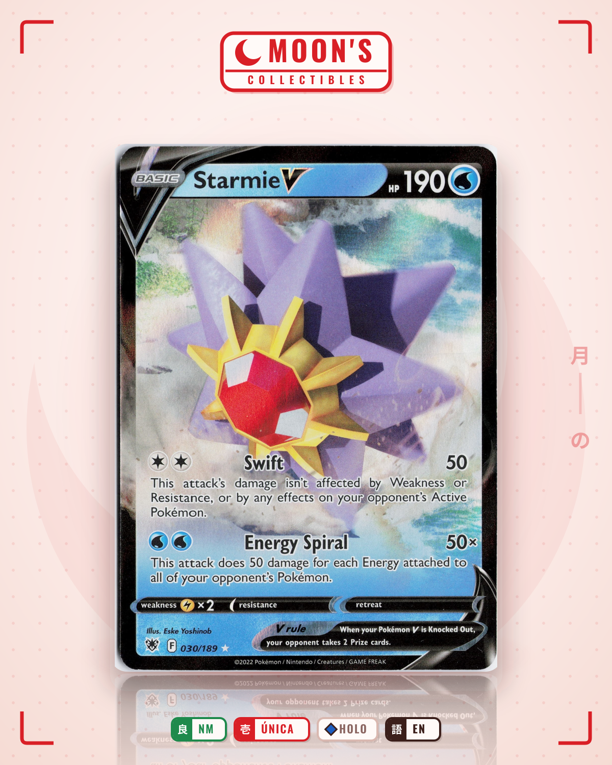 Carta Pokémon Starmie V · Astral Radiance #030/189 (NM) — pieza única en Moon's Collectibles México