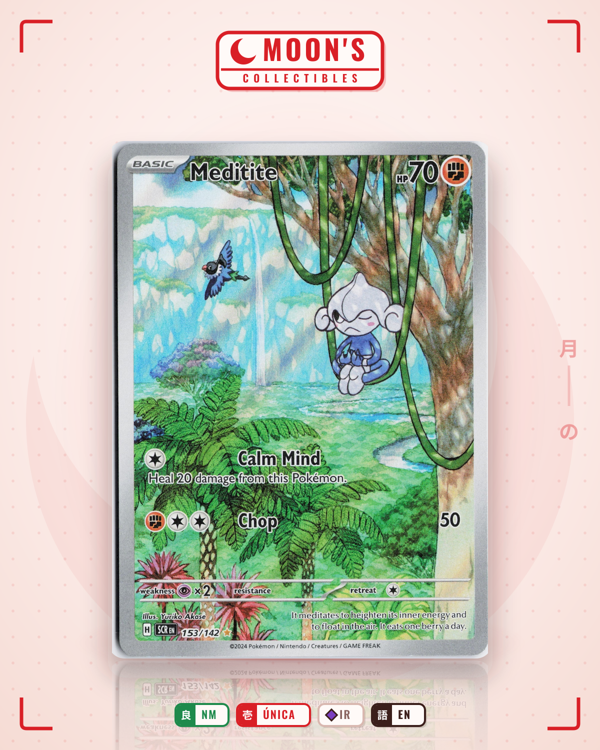 Carta Pokémon Meditite · Stellar Crown #153/142 (NM) — pieza única en Moon's Collectibles México
