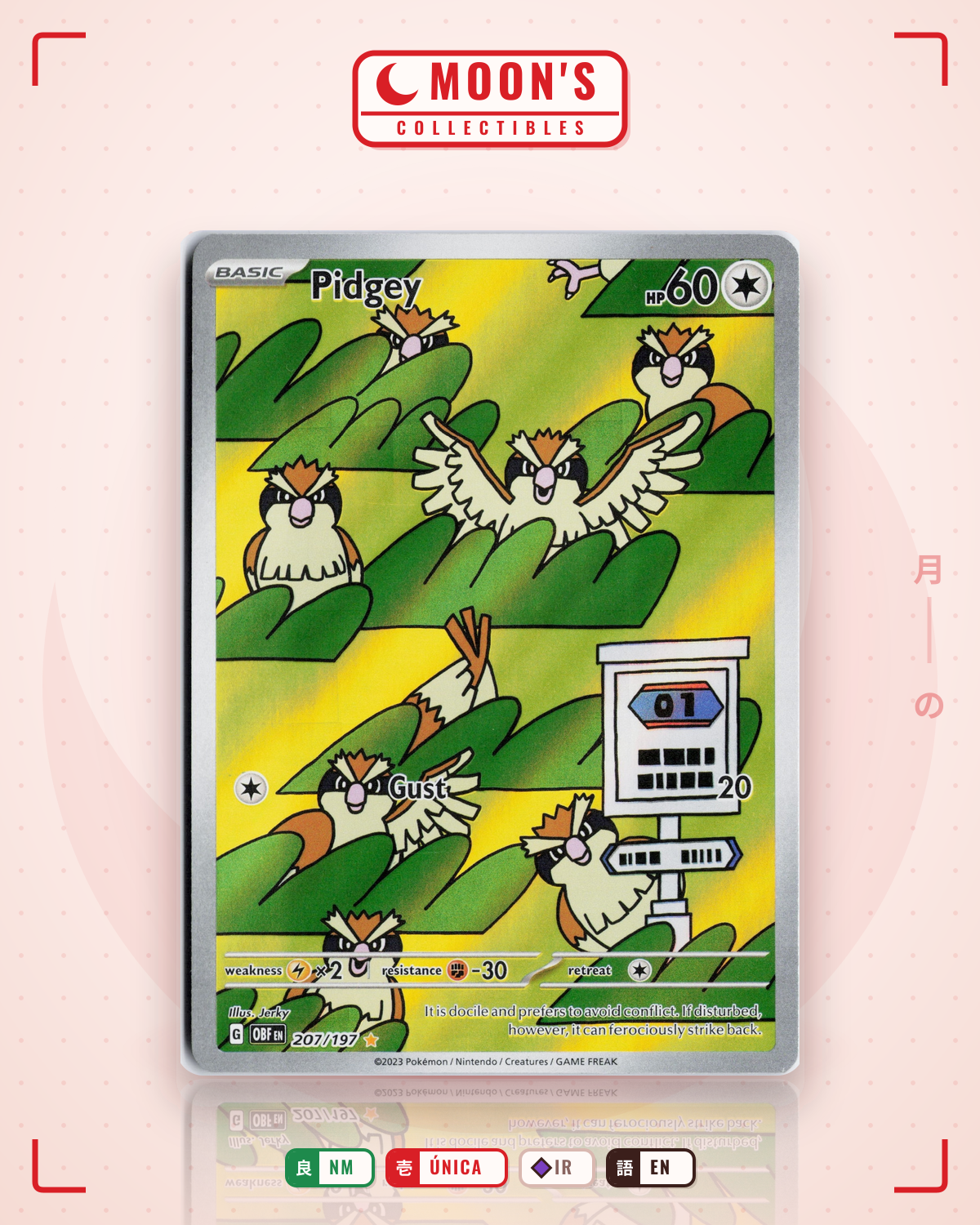 Carta Pokémon Pidgey · Obsidian Flames #207/197 (NM) — pieza única en Moon's Collectibles México