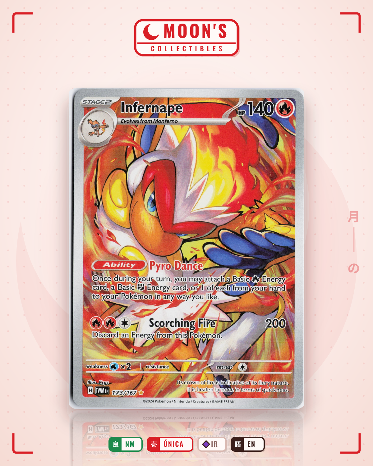 Carta Pokémon Infernape · Twilight Masquerade #173/167 (NM) — pieza única en Moon's Collectibles México