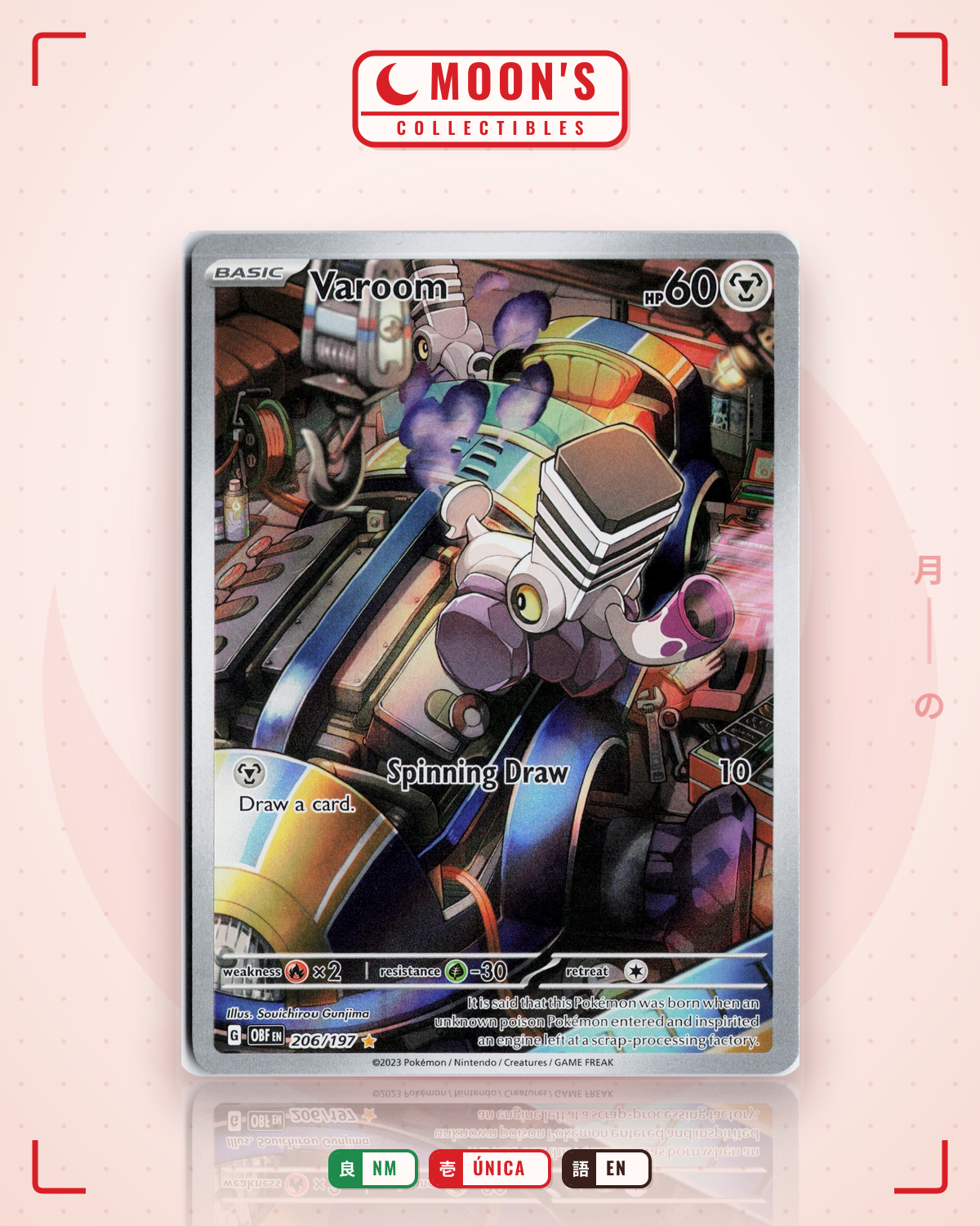 Carta Pokémon Varoom · Obsidian Flames #206/197 (NM) — pieza única en Moon's Collectibles México