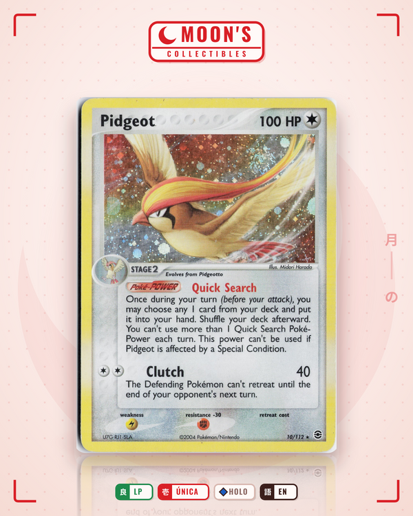 Carta Pokémon Pidgeot · FireRed & LeafGreen #10/112 (LP) — pieza única en Moon's Collectibles México