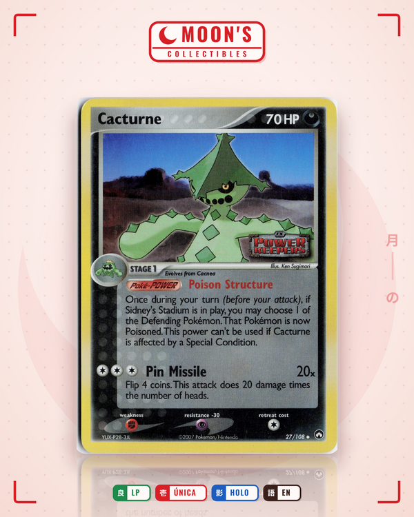 Carta Pokémon Cacturne · Power Keepers #27/108 (LP) — pieza única en Moon's Collectibles México