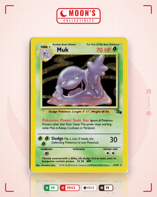 Carta Pokémon Muk · Fossil #13/62 (NM) — pieza única en Moon's Collectibles México