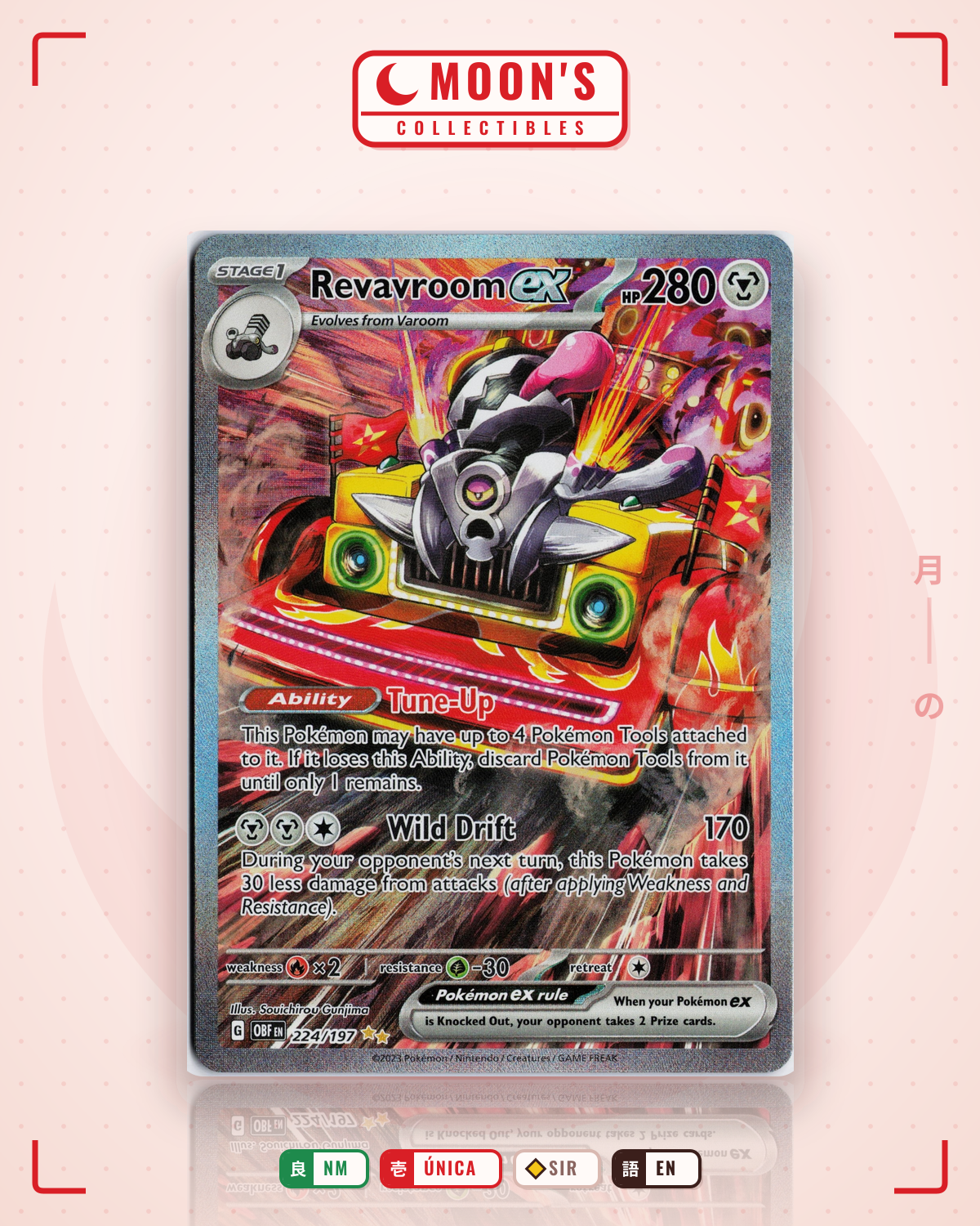 Carta Pokémon Revavroom ex · Obsidian Flames #224/197 (NM) — pieza única en Moon's Collectibles México