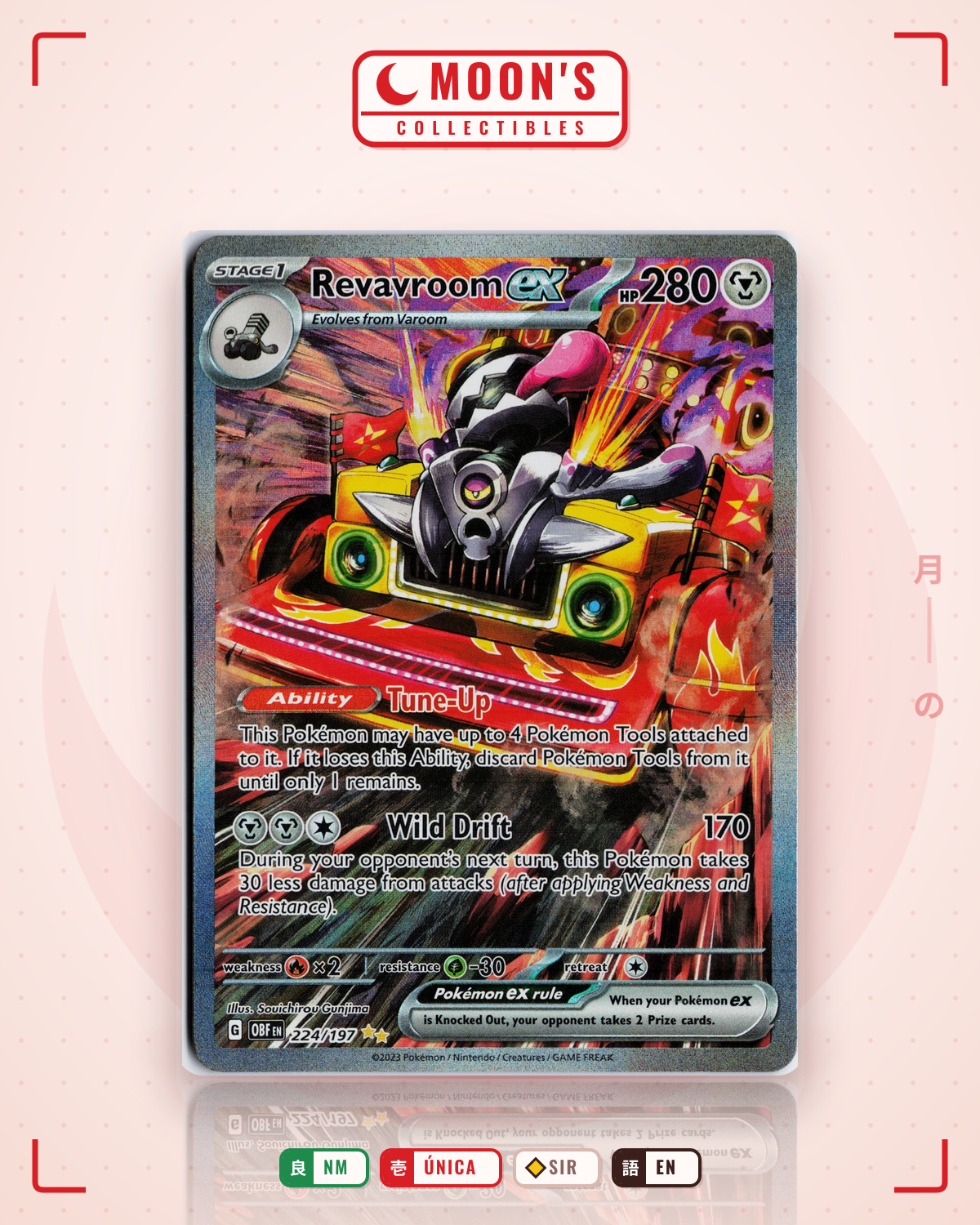 Carta Pokémon Revavroom ex · Obsidian Flames #224/197 (NM) — pieza única en Moon's Collectibles México