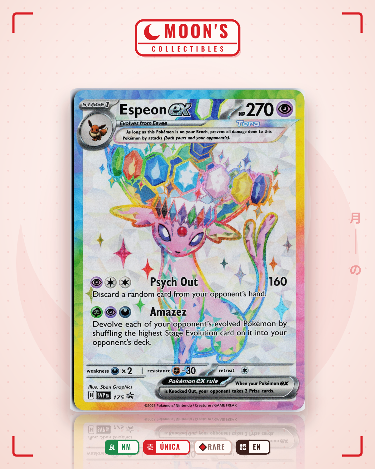 Carta Pokémon Espeon ex · Scarlet & Violet Black Star Promos #175 (NM) — pieza única en Moon's Collectibles México