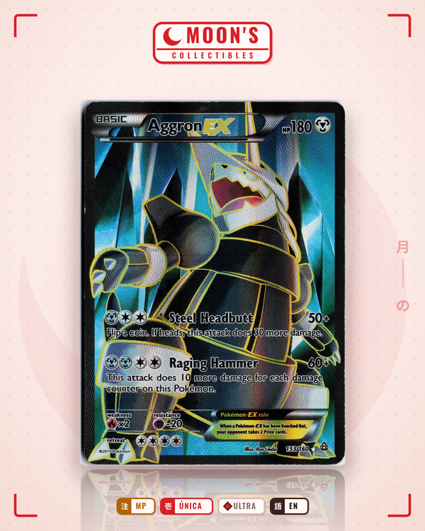 Carta Pokémon Aggron-EX · Primal Clash #153/160 (MP) — pieza única en Moon's Collectibles México