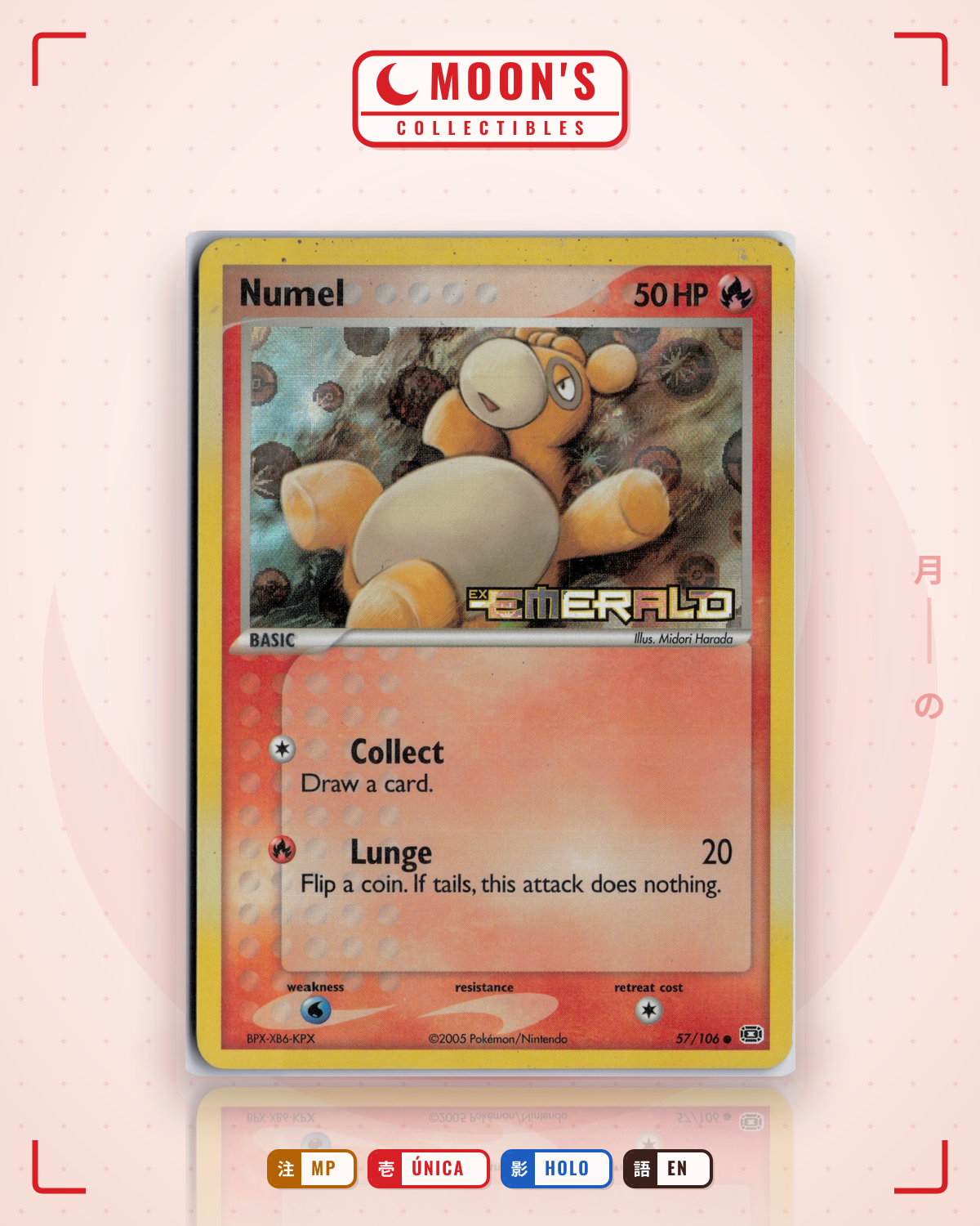 Carta Pokémon Numel · Emerald #57/106 (MP) — pieza única en Moon's Collectibles México