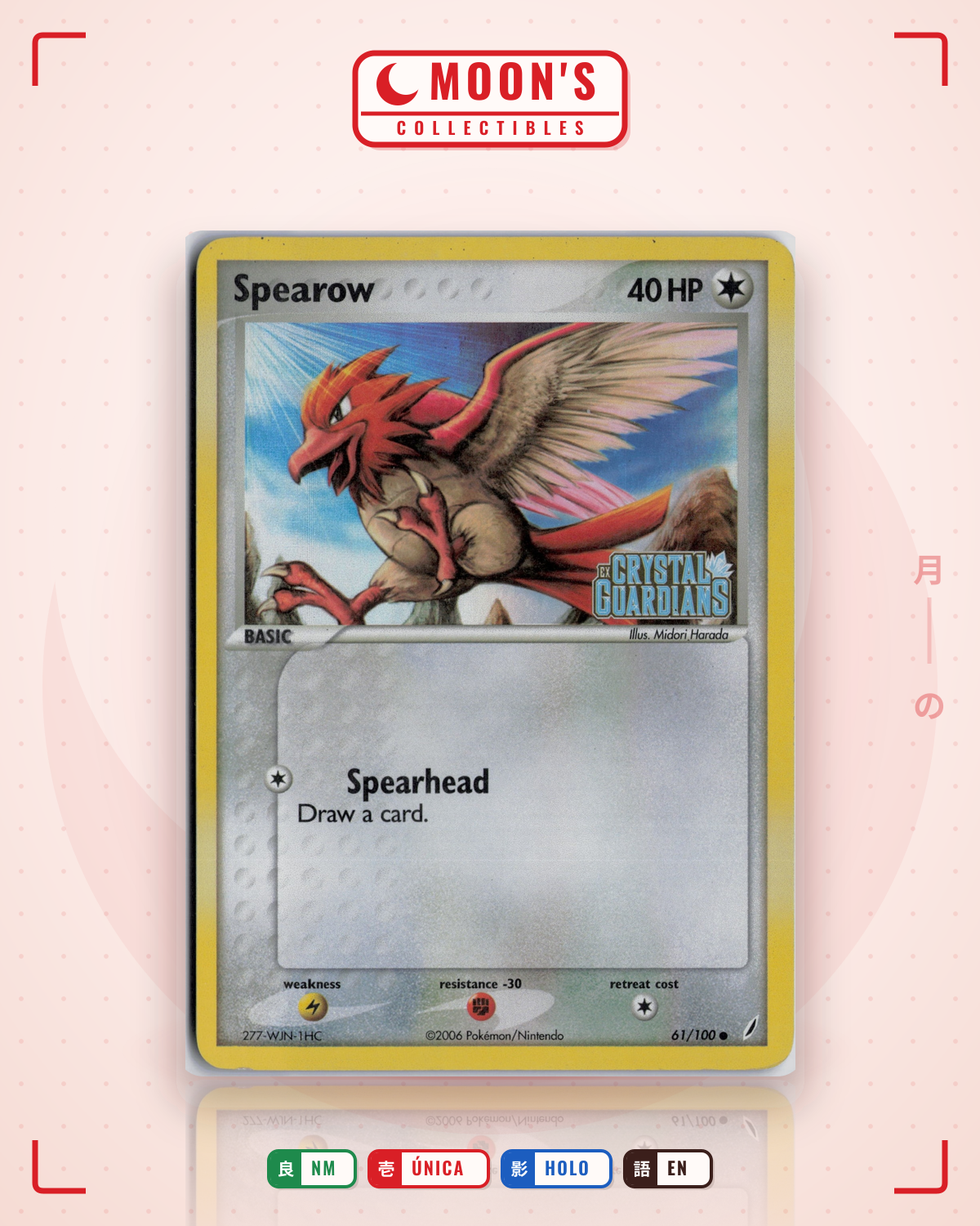 Carta Pokémon Spearow · Crystal Guardians #61/100 (NM) — pieza única en Moon's Collectibles México