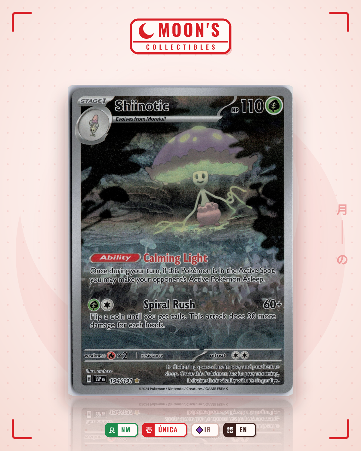 Carta Pokémon Shiinotic · Surging Sparks #194/191 (NM) — pieza única en Moon's Collectibles México