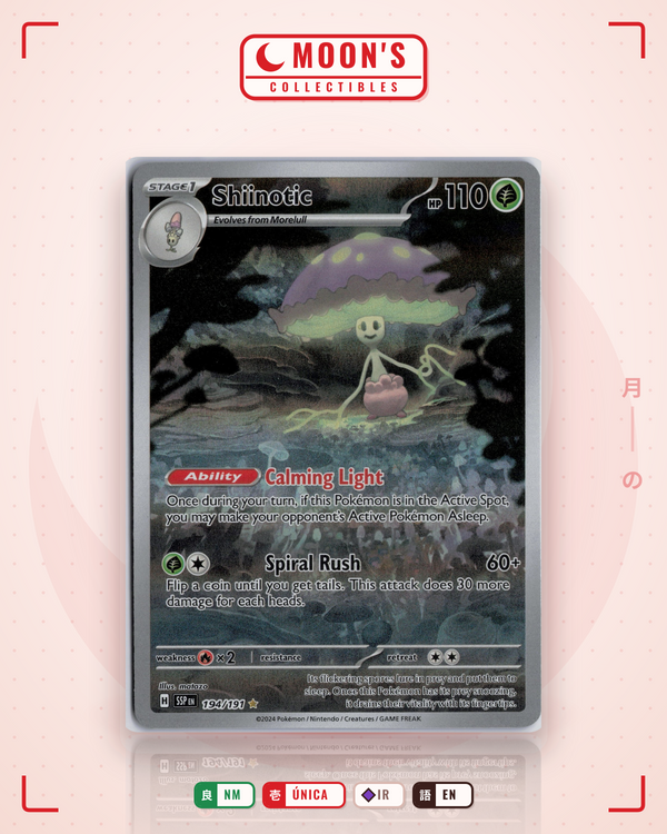Carta Pokémon Shiinotic · Surging Sparks #194/191 (NM) — pieza única en Moon's Collectibles México