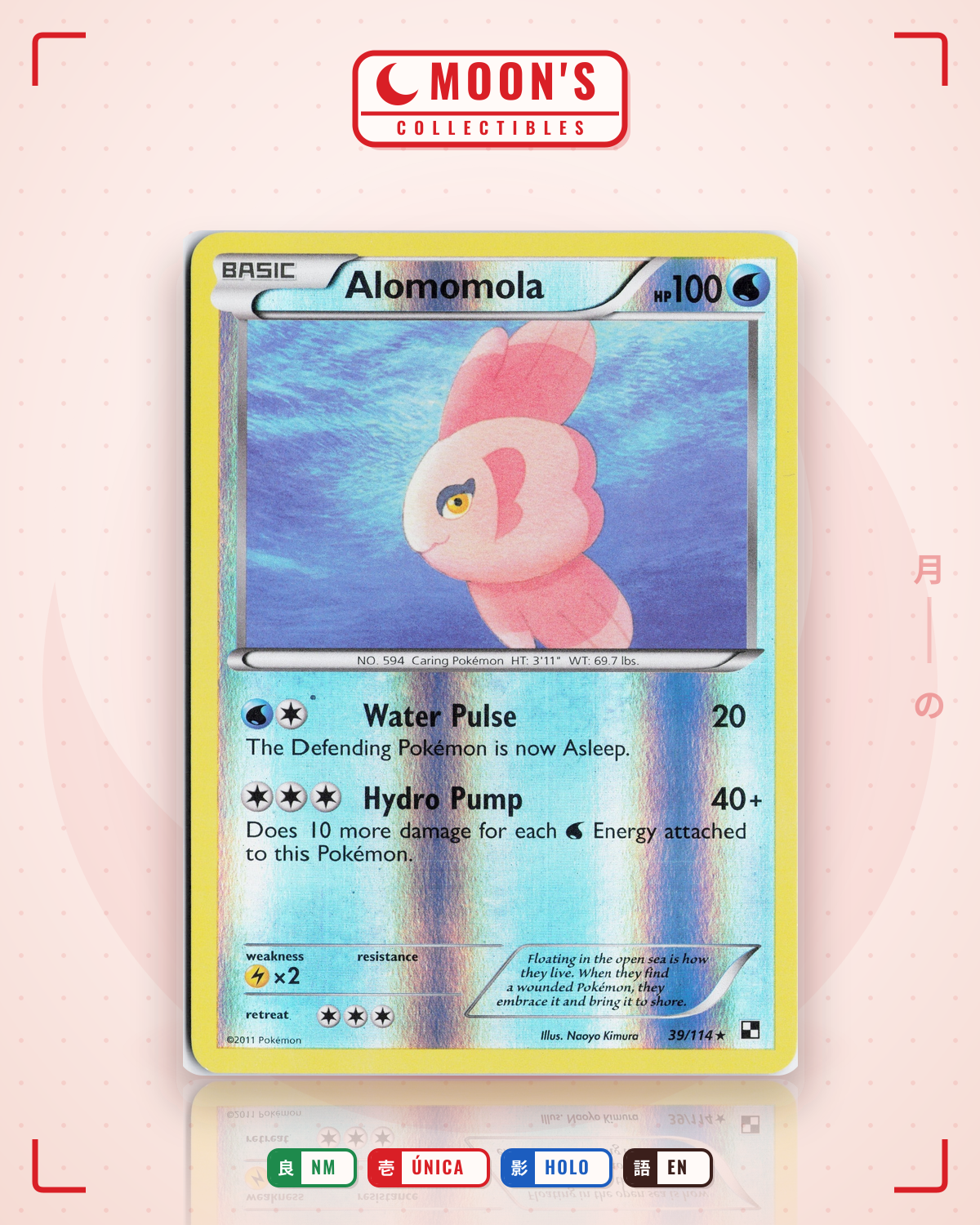 Carta Pokémon Alomomola · Black & White #39/114 (NM) — pieza única en Moon's Collectibles México
