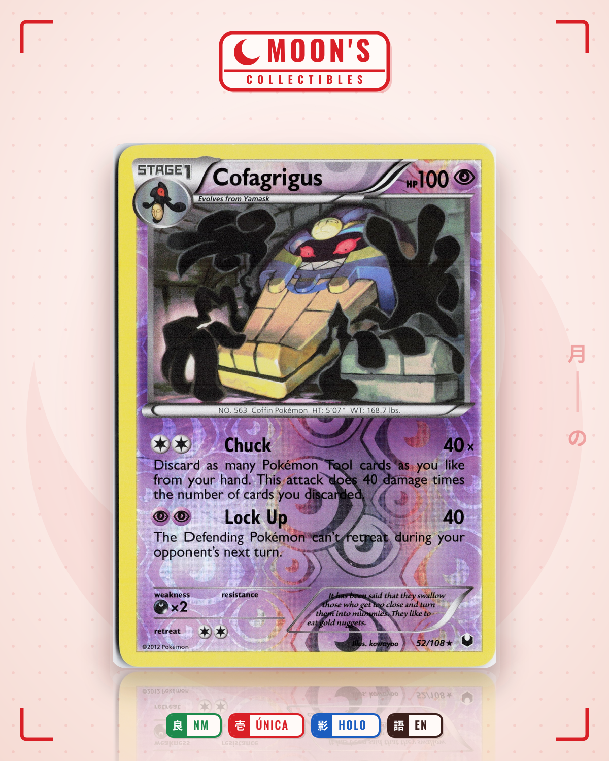 Carta Pokémon Cofagrigus · Dark Explorers #52/108 (NM) — pieza única en Moon's Collectibles México