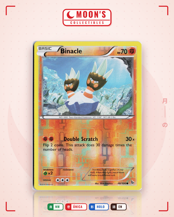 Carta Pokémon Binacle · Flashfire #48/106 (NM) — pieza única en Moon's Collectibles México