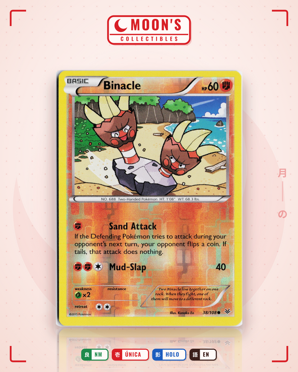 Carta Pokémon Binacle · Roaring Skies #38/108 (NM) — pieza única en Moon's Collectibles México