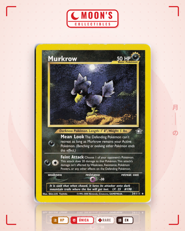 Carta Pokémon Murkrow · Neo Genesis #24/111 (HP) — pieza única en Moon's Collectibles México