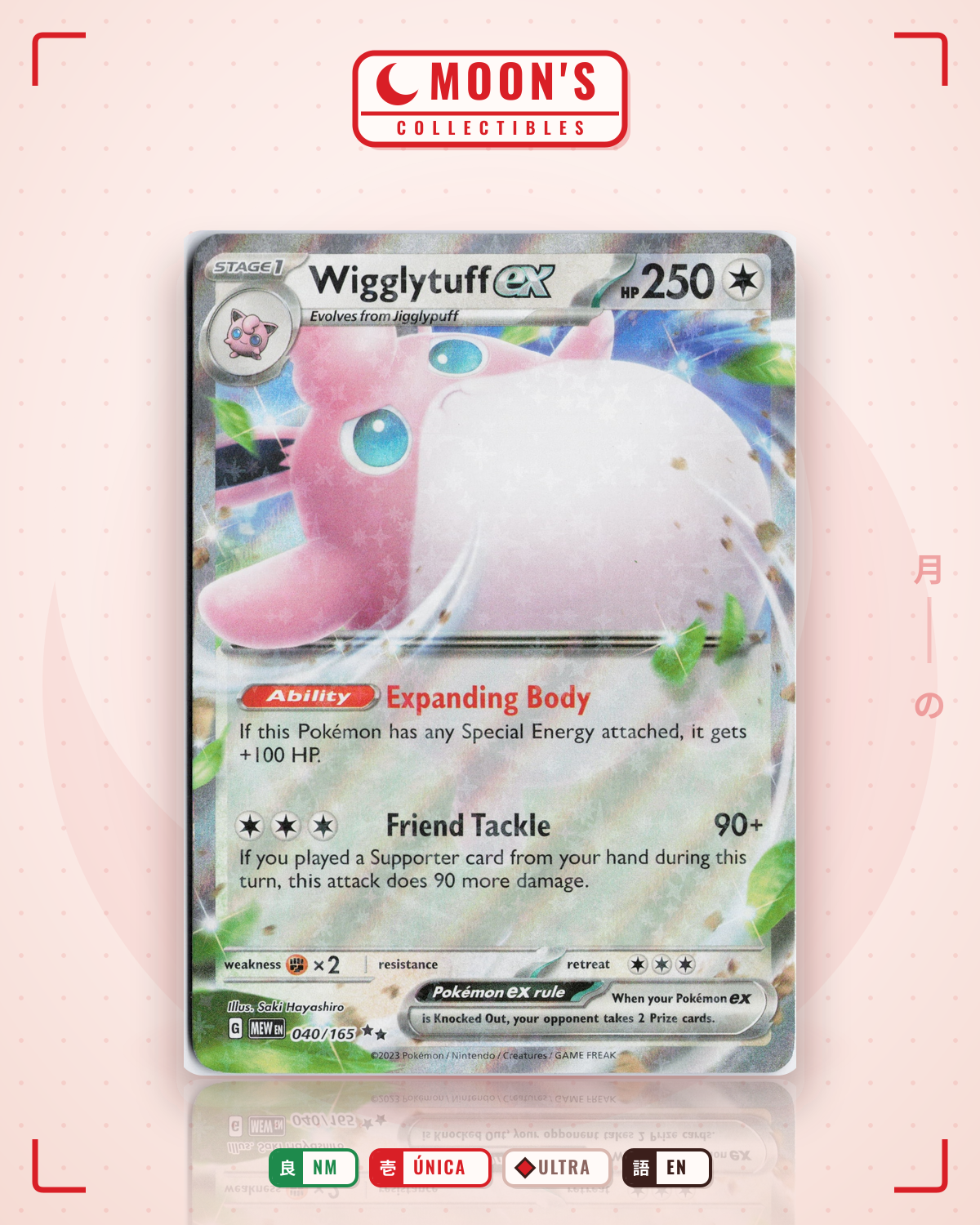 Carta Pokémon Wigglytuff ex · 151 #040/165 (NM) — pieza única en Moon's Collectibles México