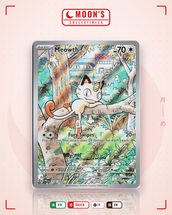 Carta Pokémon Meowth · Phantasmal Flames #106/094 (NM) — pieza única en Moon's Collectibles México
