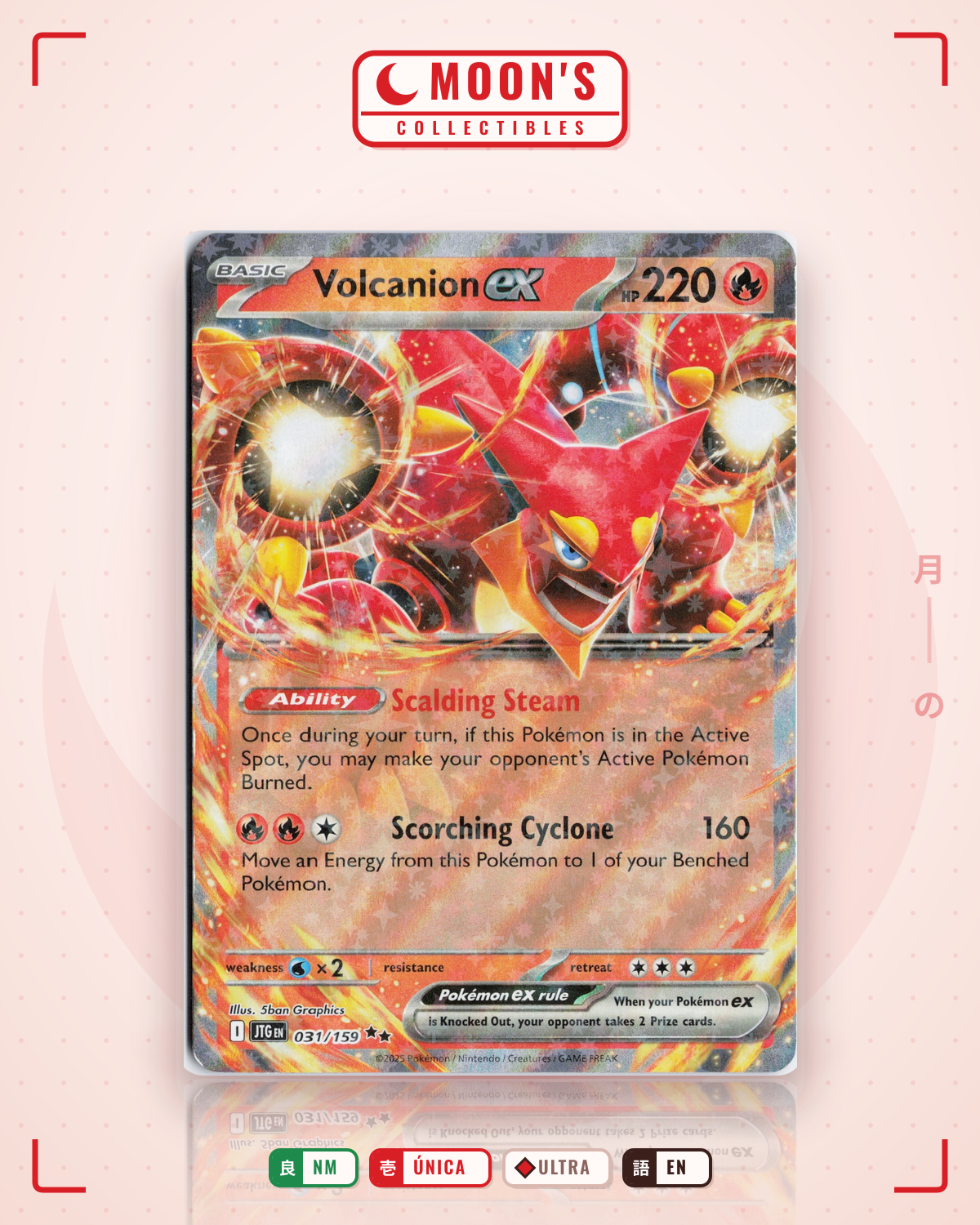 Carta Pokémon Volcanion ex · Journey Together #031/159 (NM) — pieza única en Moon's Collectibles México