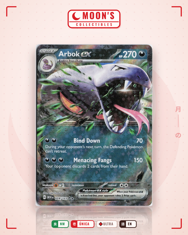 Carta Pokémon Arbok ex · 151 #024/165 (NM) — pieza única en Moon's Collectibles México
