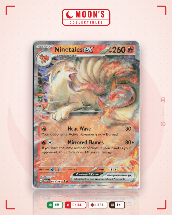 Carta Pokémon Ninetales ex · 151 #038/165 (NM) — pieza única en Moon's Collectibles México