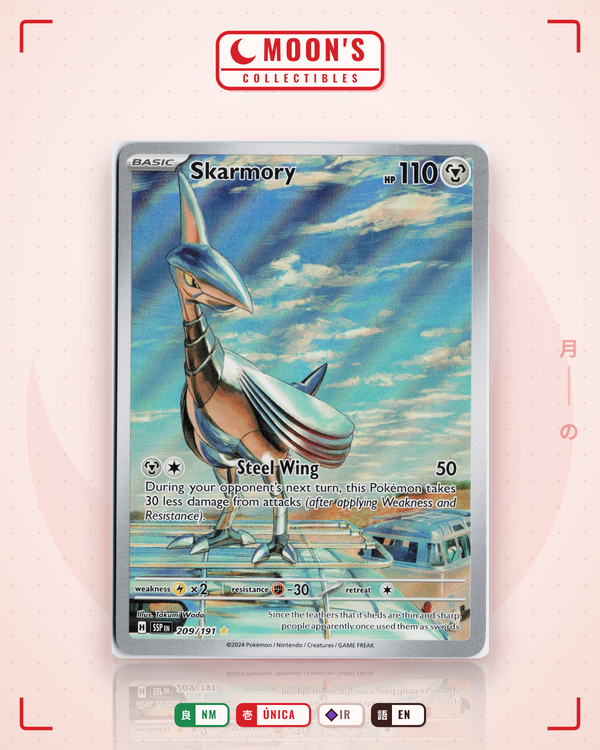 Carta Pokémon Skarmory · Surging Sparks #209/191 (NM) — pieza única en Moon's Collectibles México