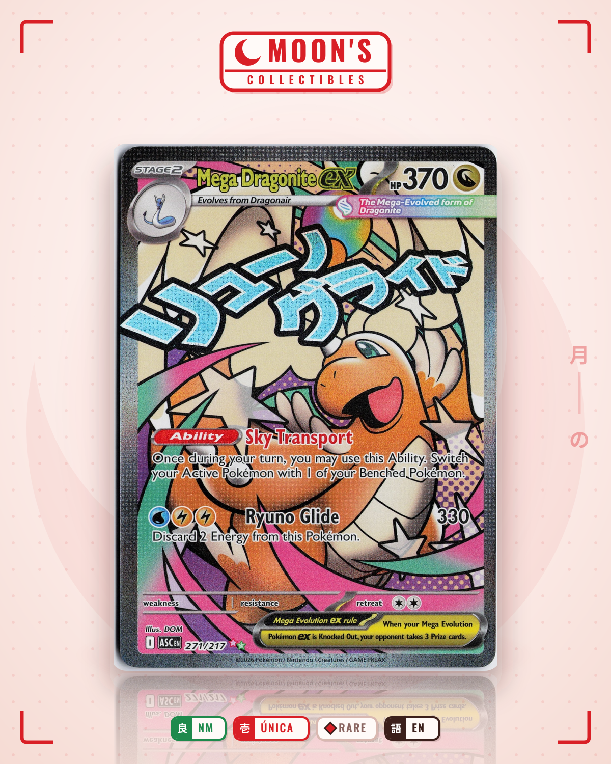 Carta Pokémon Mega Dragonite ex · Ascended Heroes #271/217 (NM) — pieza única en Moon's Collectibles México