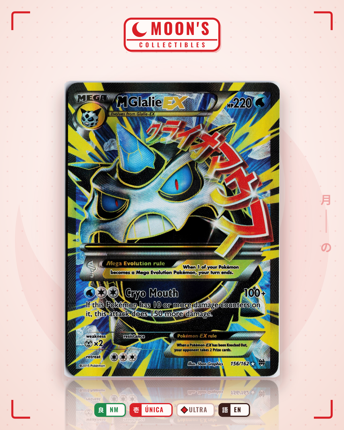 Carta Pokémon M Glalie-EX · BREAKthrough #156/162 (NM) — pieza única en Moon's Collectibles México