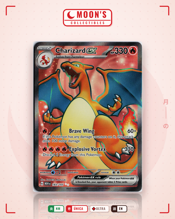 Carta Pokémon Charizard ex · 151 #183/165 (NM) — pieza única en Moon's Collectibles México