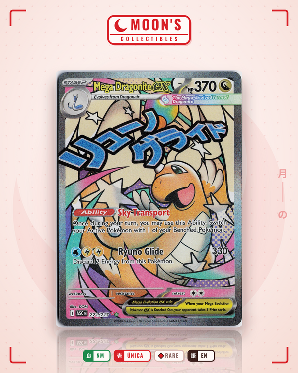 Carta Pokémon Mega Dragonite ex · Ascended Heroes #271/217 (NM) — pieza única en Moon's Collectibles México
