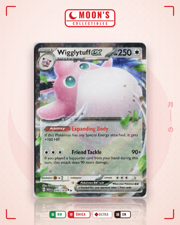 Carta Pokémon Wigglytuff ex · 151 #040/165 (NM) — pieza única en Moon's Collectibles México