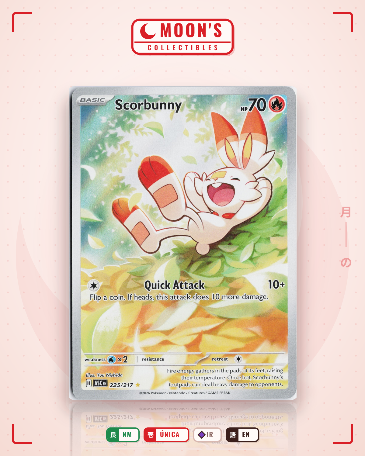 Carta Pokémon Scorbunny · Ascended Heroes #225/217 (NM) — pieza única en Moon's Collectibles México