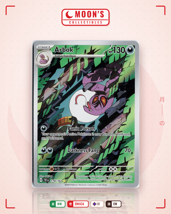 Carta Pokémon Arbok · Temporal Forces #176/162 (NM) — pieza única en Moon's Collectibles México