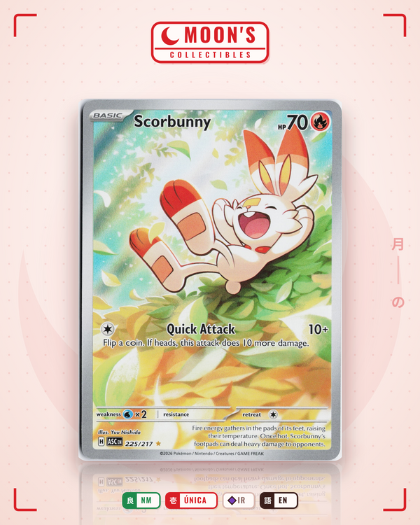 Carta Pokémon Scorbunny · Ascended Heroes #225/217 (NM) — pieza única en Moon's Collectibles México