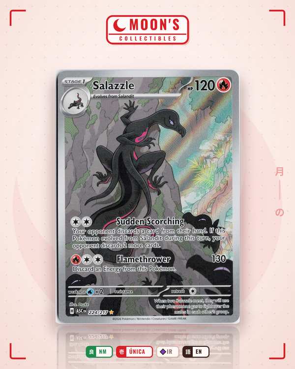 Carta Pokémon Salazzle · Ascended Heroes #224/217 (NM) — pieza única en Moon's Collectibles México
