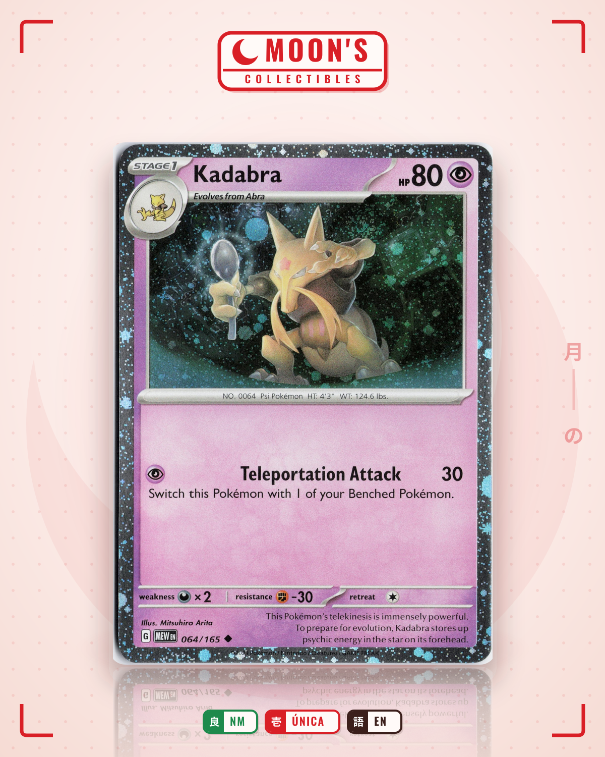 Carta Pokémon Kadabra · 151 #064/165 (NM) — pieza única en Moon's Collectibles México