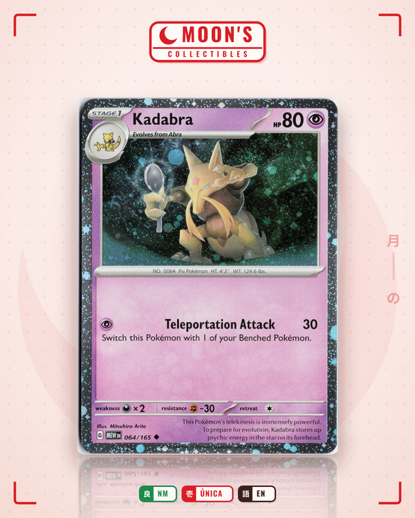Carta Pokémon Kadabra · 151 #064/165 (NM) — pieza única en Moon's Collectibles México
