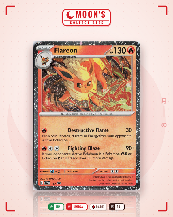 Carta Pokémon Flareon · Scarlet & Violet Black Star Promos #167 (NM) — pieza única en Moon's Collectibles México