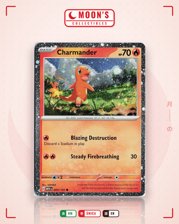 Carta Pokémon Charmander · 151 #004/165 (NM) — pieza única en Moon's Collectibles México