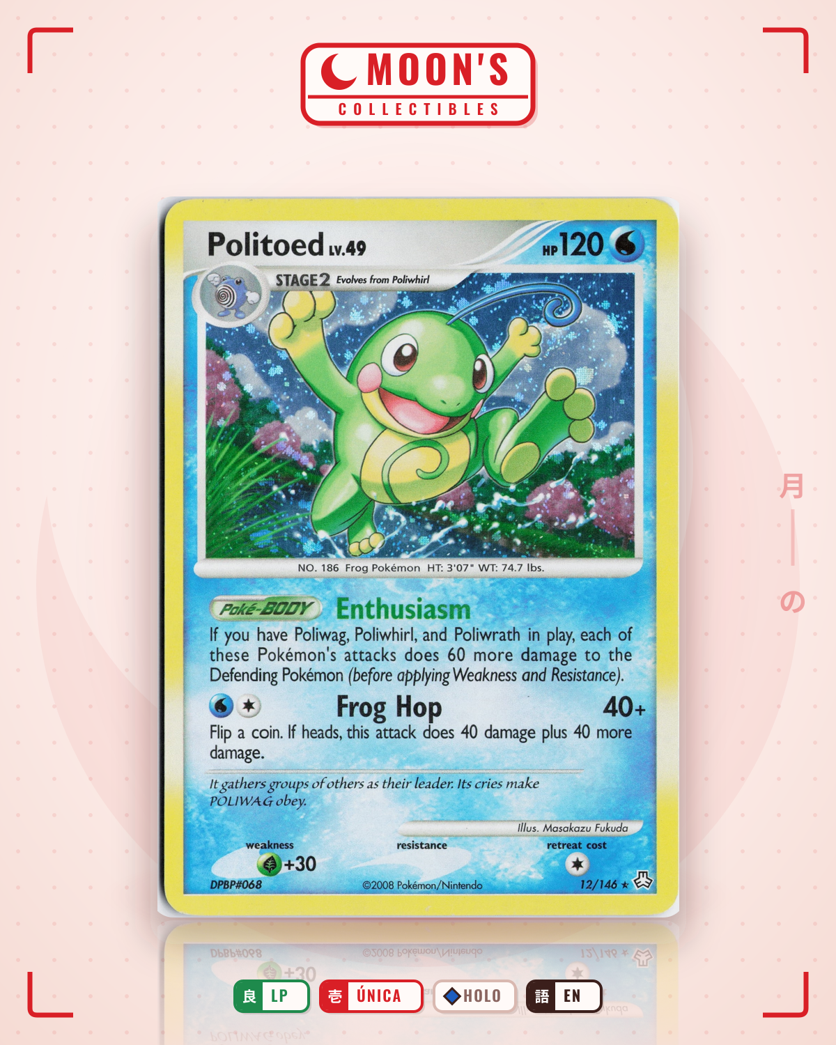 Carta Pokémon Politoed · Legends Awakened #12/146 (LP) — pieza única en Moon's Collectibles México