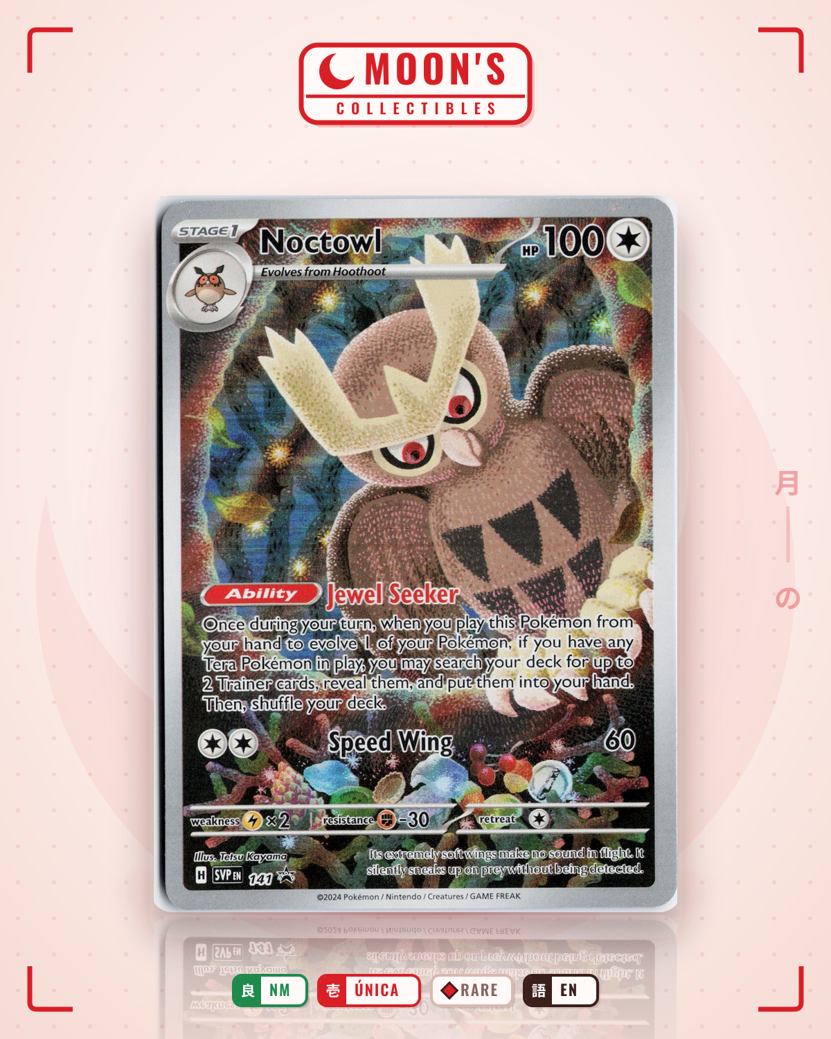 Carta Pokémon Noctowl · Scarlet & Violet Black Star Promos #141 (NM) — pieza única en Moon's Collectibles México